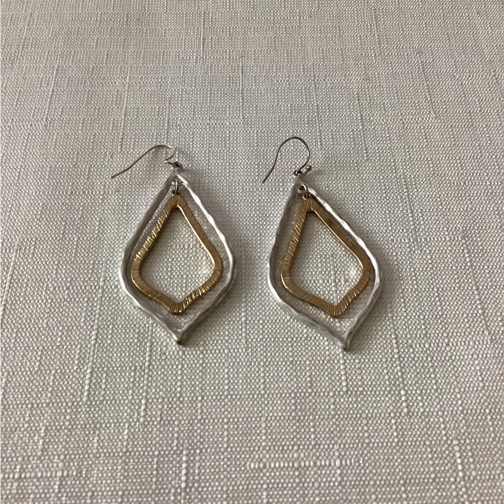 Guess Silver and Gold Tone Drop Earrings